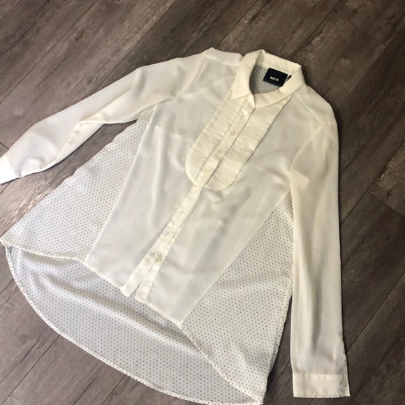 Anthropologie Maeve pintuck blouse polka dot back - Picture 3 of 8